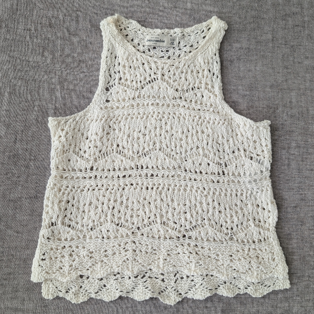 abercrombie kids Cream Crochet Top
